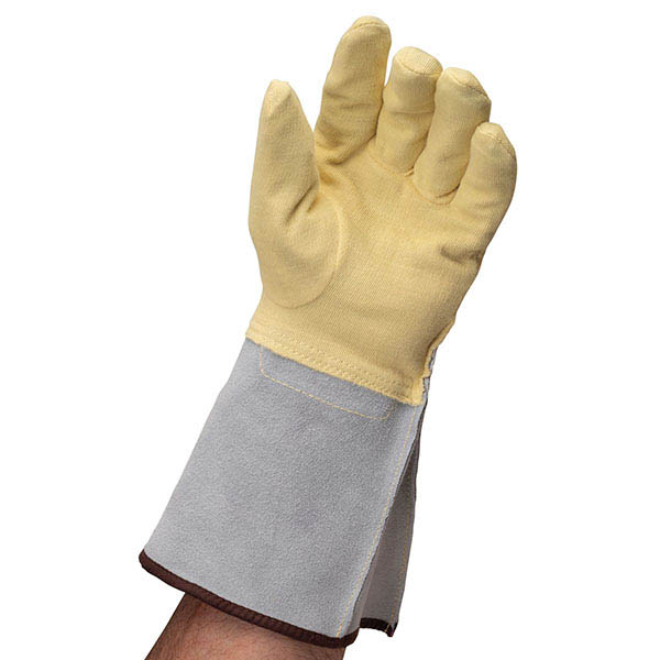 Mechanics Work Gloves Rugged Grain Goatskin with Cowhide Double Palm  Adjustable Hook and Loop Wrist Closure DuPont™ Nomex™ Fabric Back