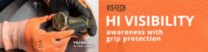 Vis-Tech Y9294 with PU Palm. Palm coated work gloves provide additional protection in high wear/high risk areas of the hand.